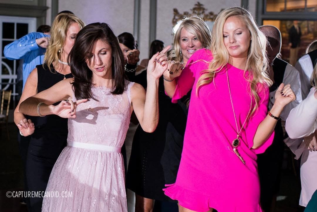 Wedding reception dance floor with ATG at Daniel Stowe Botanical Garden