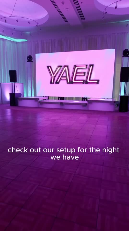 LED dance boxes and a video wall at Temple Beth El