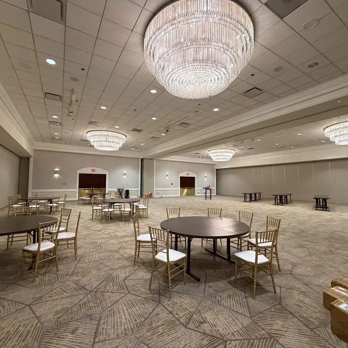Before: the ballroom at Charlotte Marriott City Center with the house lights on, before setup
