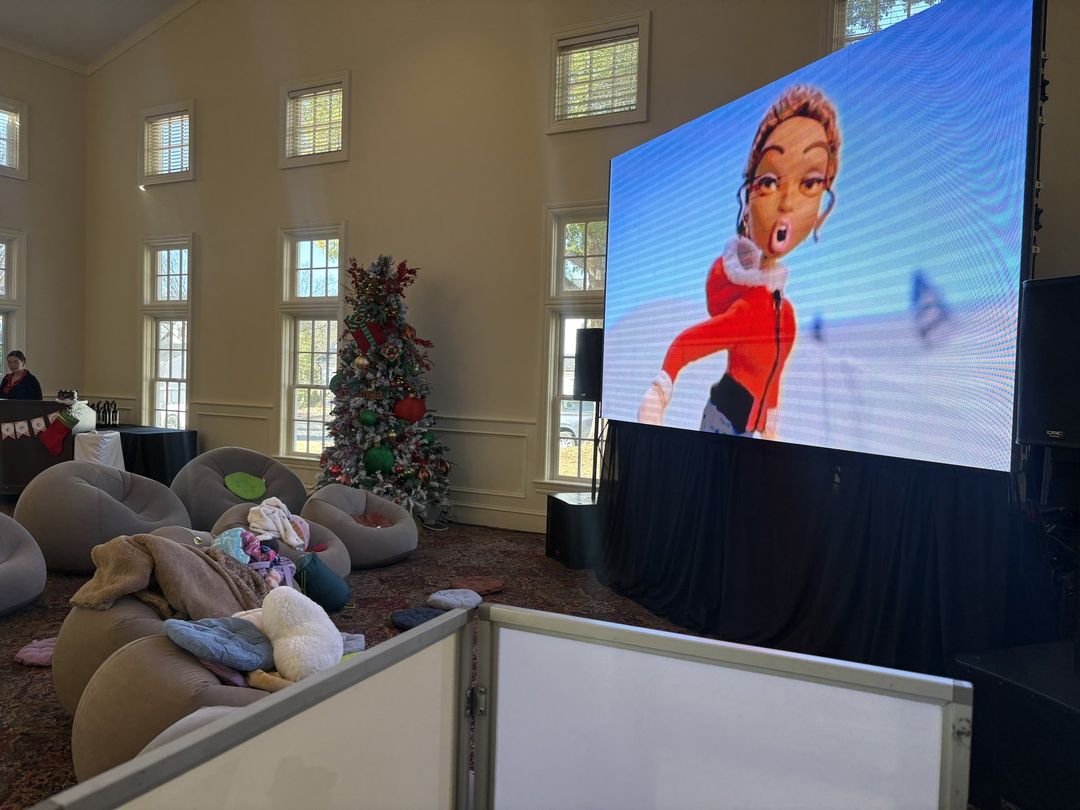 ATG LED screen for the holiday movie event at Trump National