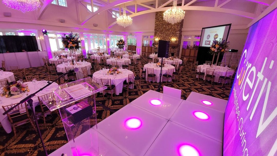 ATG video wall and stage for the Curetivity gala at Trump National