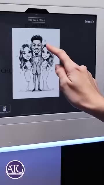 AI caricatures at a wedding