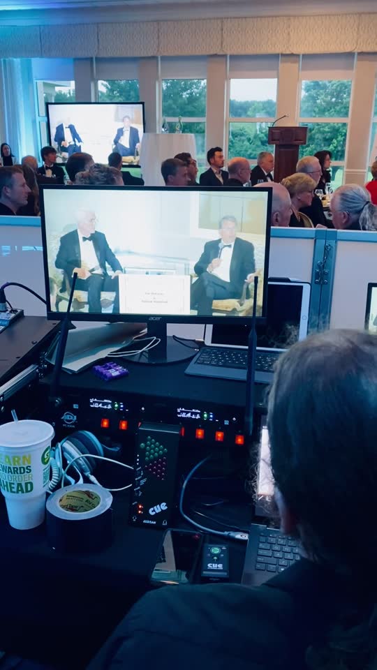 ATG screens and staging for the Salute to Business at Gaston Country Club