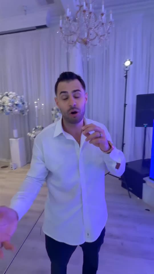 A custom LED stage for the reception
