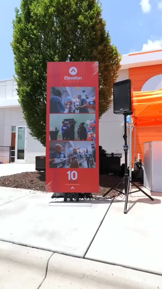 Outdoor LED video column and production for a church anniversary celebration