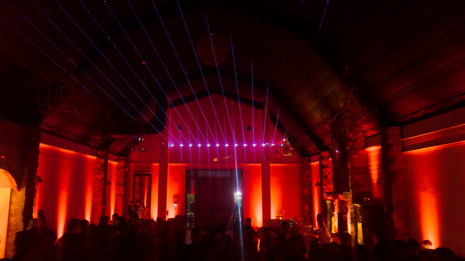 Lasers fanning across the hall at DuGaren