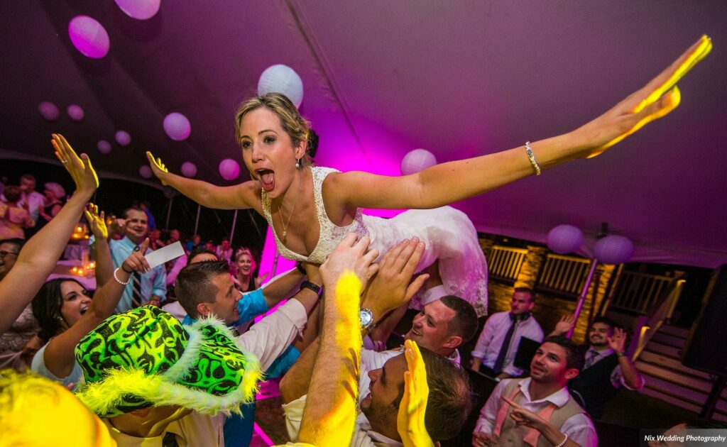 Tent Wedding Bride Crowd Surfing